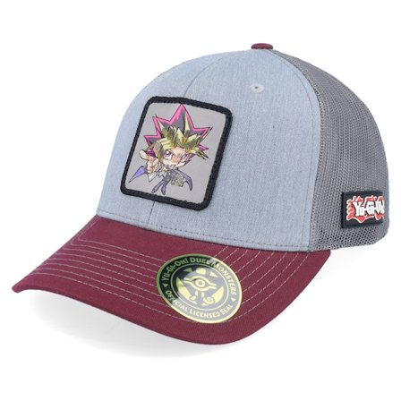 Yu-Gi-Oh! - Grau trucker Cap - Yami Yugi Grey/Maroon Trucker - Yu-Gi-Oh @ Hatstore