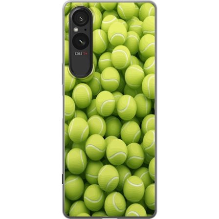 Yhteensopiva Puhelinkuori Sony Sony Xperia 5 V Vihreiden tennispallojen kuvio korkealla tarkkuudella, urheilullinen motiivi toistettavalla tekstuurill