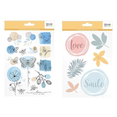 2 påstrykningspapper i textil A5 Slow Life