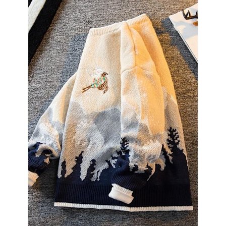 Japansk tröja herr vinter trend high-end stickad tröja