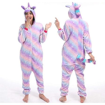 Jumping Tiger Langærmet Onesie Mænd Kvinder Flanell Varm Panda Pyjamas Onepiece Voksen Dyr Pyjamas Onesies PurpleRainbow TianMa