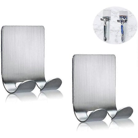 Pieces 304 Rustfrit Stål Barberhøvl Holder Kroge, Selvklæbende Barberhøvl Holder, Multifunktionel Organizer til Køkken, Badeværelse, Kontor (Sølv)-