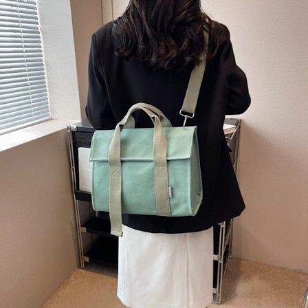 Lerretsveske Dobbel skulderveske GRØNNE PURE STEMPER REN STEMPER