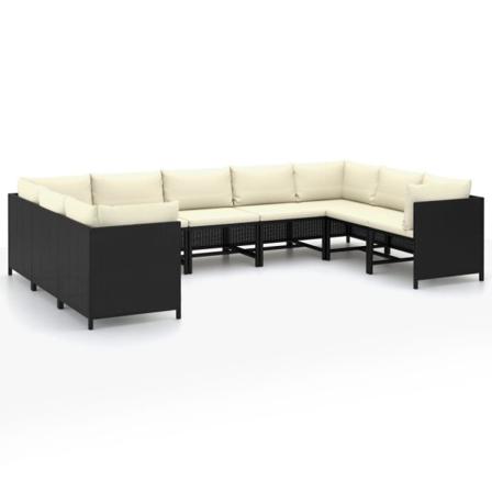 Vidaxl Loungeset För Trädgården Med Dynor 9 Delar Konstrotting S Svart