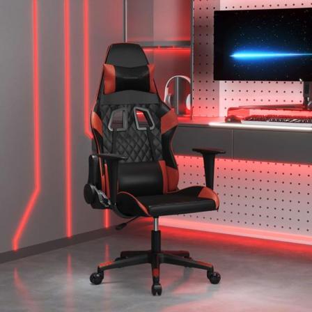Vidaxl Gamingstol Med Massage Svart Och Vinröd Konstläder Röd