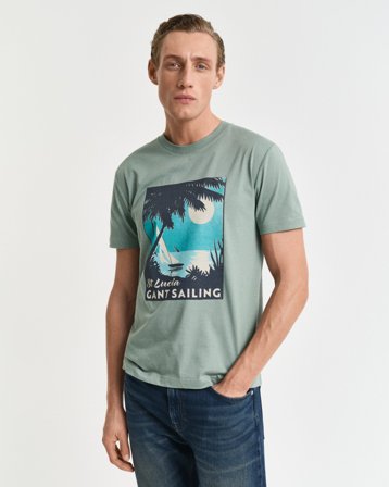 GANT Herren GANT USA Sailing Print Graphic T-Shirt (L) Grün