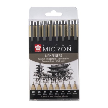 Sakura Pigma Micron Fineliner 8-set Black