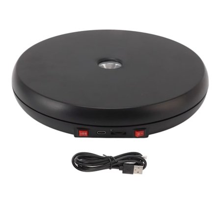 Elektrisk roterende displaystativ 25 cm LED-lys Støyfri 20 kg lastekapasitet Svart dreieskive for smykker