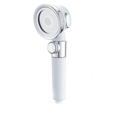 Stort tryksat håndholdt brusehoved, trestegs vandstop brusehoved (hvidt uden vibrerende hoved (ingen filterbomuld))