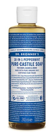 Dr. Bronner's Castile Soap Peppermint 236 ml, Skincare, Kropspleje, Bodyshampoo