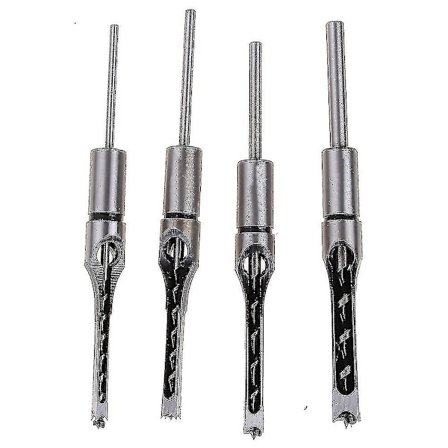 4 stk. Træbearbejdningskvadratiske Hulbor, Mortisemejsel Hulsavbor Sæt