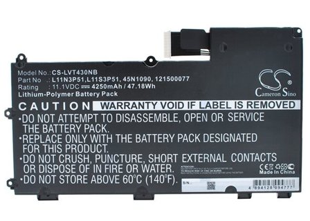 Batteri til bærbar PC for Lenovo Thinkpad T430u, 3351A64, 33512AC og andre.