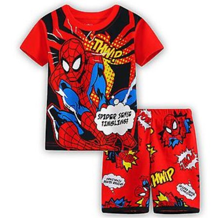 Spiderman-Outfit til drenge i alderen 1-6 år - T-shirt + Shortsæt (3-4 år)