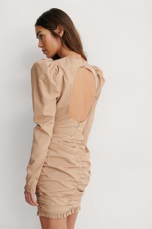 Lizzy x NA-KD Robe Mini - Robes Manches Longues - Beige - EU 38