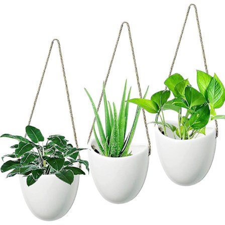Vägghängande keramisk plantering inomhus, väggplanter set med 3 blomkrukor-9