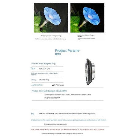 AR-LM Linseadapterring til KONICA Konica AR Port Linser