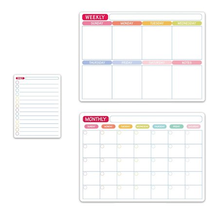Magnetiske køleskabsmærkater - Sæt med kalender, ugeplan og huskeliste, perfekt til organisering og planlægning på køleskabet