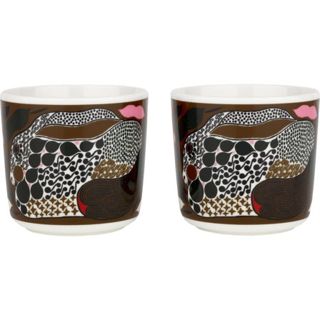 Marimekko Oiva Rusakko kuppi ilman kahvaa, 2l d, 2-pakkaus