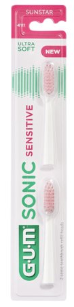Gum Sonic Sensitive tannbørstehode refill hvit ultrasoft 2 stk