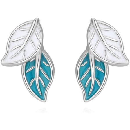 Solida 925 Sterling Sølv Små Blad Øreringe til Kvinder Teenagere Blå Blad Øreringe Forår