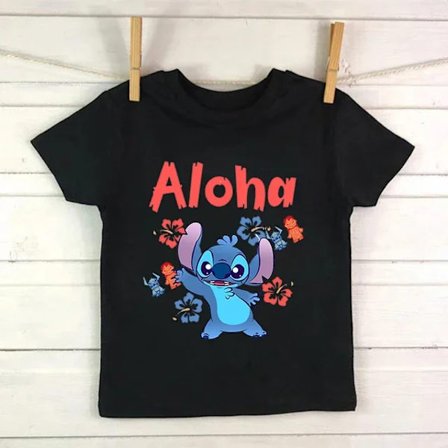 Barn T-shirt i bomull Barn Disney Lilo Stitch Tecknad T-shirt Stitch Söt Manga T-shirt Y2k Grafisk T-shirt Tjej Pojke Topp T-shirts