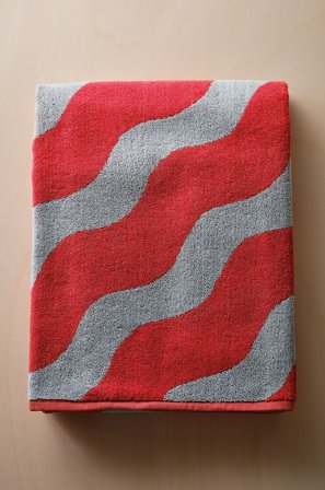 Jotex - Badelaken 90x150 Cm Tomatrød/lys blå - WAVES - Kjøp Badelaken hos Jotex