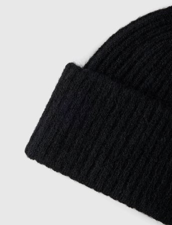 Selected Slflulu Wool Blend Knit Beanie Noos - Black - ONE SIZE