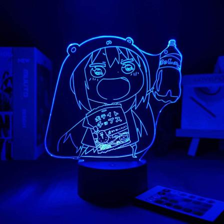 Animefigur Himouto Umaru Chan LED Nattlampa för Sovrumsdekoration Födelsedagspresent Ljus Mange Waifu 3D Lampa Akryl Skrivbords-LED, 16
