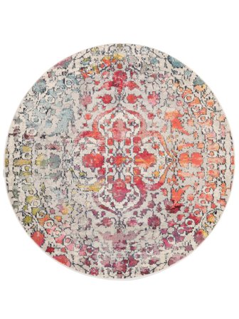 Medalionowy Kaleidoscope Wielobarwne Okrągły Oeko-Tex Dywan