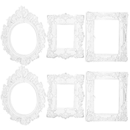 6 stk. Klar Liten Ramme Barokk Mini Display Ramme DIY Mini Fotoramme for Telefonddekorasjon