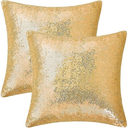 Set med 2 gyldne putetrekk Glitrende paljetter Putetrekk Havfrue Paljett Pynteputer Putetrekk Putavar