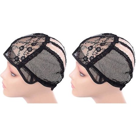 Paryknet til at lave parykker med elastisk bånd på bagsiden - Nemt at væve paryknet med plastik (sort 2 stk)