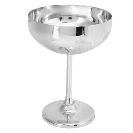 Cocktailglassæt i rustfrit stål, ubrydeligt champagneglas med indgraveret mønster, elegant design til indendørs og udendørs brug, holdbar konstruktion