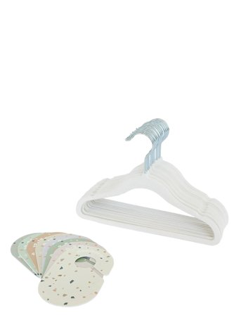 3 Sprouts 3 Sprouts Set, Velvet Hangers (15 Pcs.) And Closet Divider (8 Pcs.), Cream/Terrazzo - White - ONE SIZE
