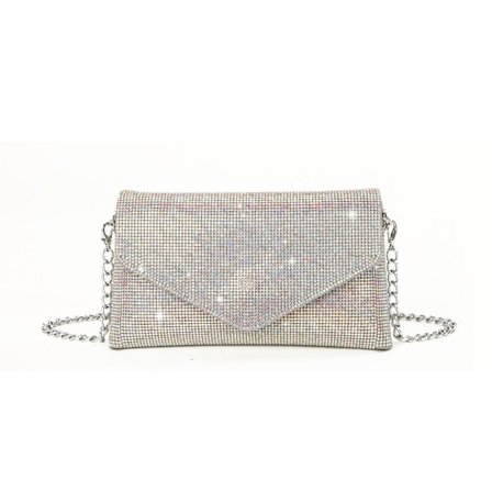 Glitter Iltalaukku naisille Häät Clutch Käsilaukku Ketju Olkalaukku Pieni Juhlakäsilaukku Crossbody Laukku Hopea