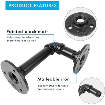 2 stk. sorte jern trekantede væg hylder vintage monogram