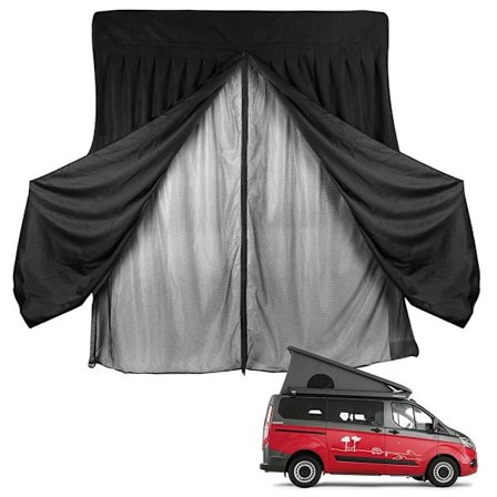 (155x135cm) Myggnät för skjutdörrar till skåpbil med mockabeklädnad för att undvika insekter, dubbelskikts myggnät med magnetisk stängning för