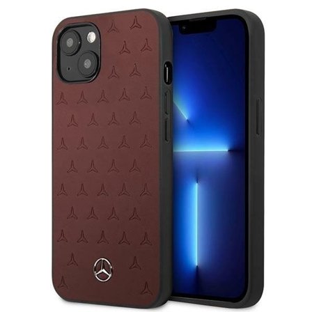 Mercedes Läder Stars Pattern Skal iPhone 13 - Röd