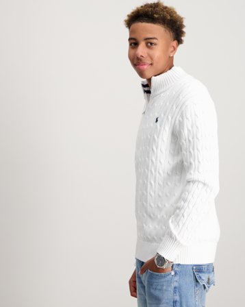 Polo Ralph Lauren Cable-Knit Cotton Full-Zip Sweater Weiß Pullover Jungen - Kids Brand Store