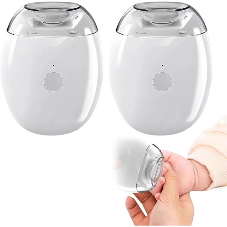 2 STK Automatisk Neglesliber - Elektrisk Negleklipper med LED-lys & 3 Hastighedsindstillinger, Super Støjsvag Smart Negletrimmer til Baby, Børn, 