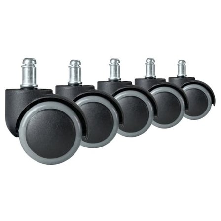 Gummierte hjul for kontorstoler, 5 stk, grå