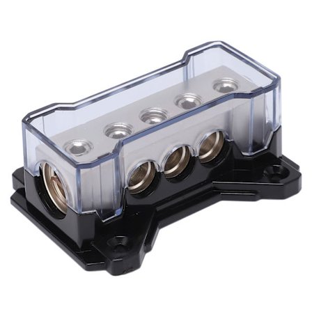 Strømfordelingsblokk 0GA inn 4GA ut Sink Legering Krombelagt Universell for Bilstereo