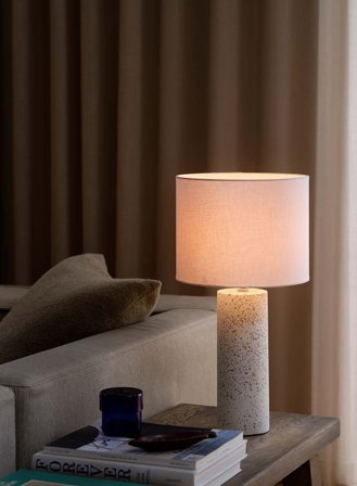 Antiga bordlampe m/skjerm H50 - terrazzo