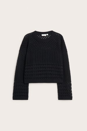 Kappahl | Mønsterstrikket genser | Svart