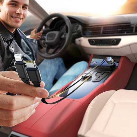 Joyroom 4-in-1 30 W autolaturi, jossa on pikalataus, USB-C ja L