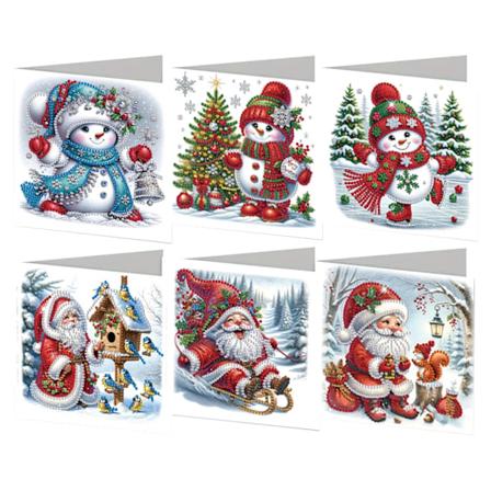 6/12 stk./sæt DIY diamantmaleri Nye 2024 Julekort Festival lykønskningskort Håndlavet diamantbroderi Malerisæt Snowman Santa Claus