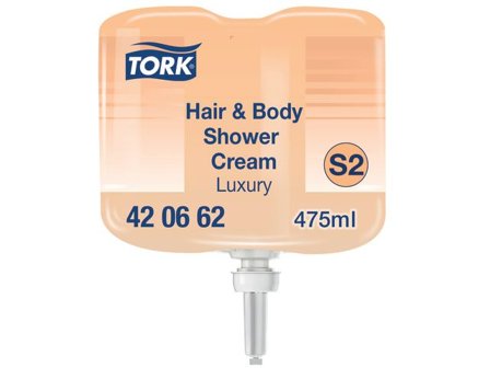 Tork Duschcreme S2 Luxury Hair&Body Mini 475ml - Lyreco - Städ och hygien - Tvål och hygien - Hygiensystem - Tork