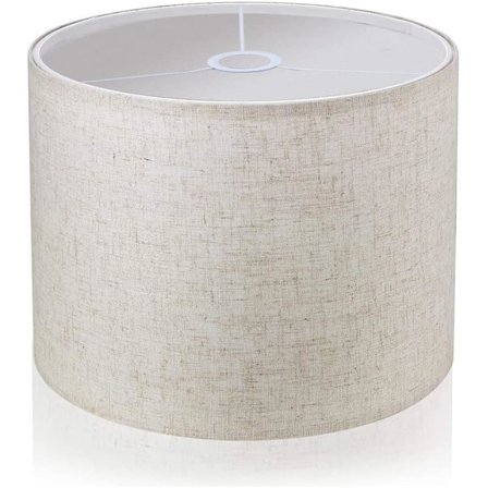 Off-white linneöverdrag - 22x17cm-Rund lampskärm