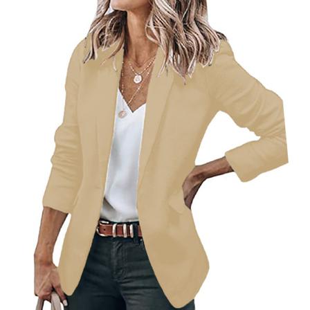 Kvinnor Enkelknäppt Ytterkläder Öppen Front Blazer