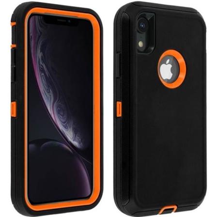 iPhone XR Hård Beskyttende Multi-Layer Stødsikker Etui - Sort/Orange